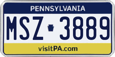 PA license plate MSZ3889
