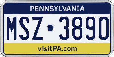 PA license plate MSZ3890