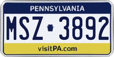 PA license plate MSZ3892