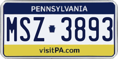PA license plate MSZ3893
