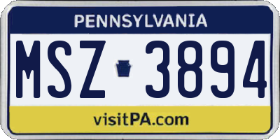 PA license plate MSZ3894