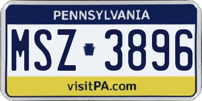 PA license plate MSZ3896