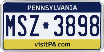 PA license plate MSZ3898