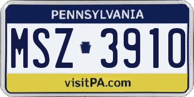 PA license plate MSZ3910