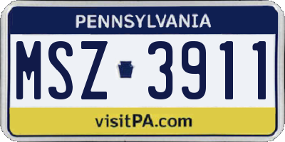PA license plate MSZ3911