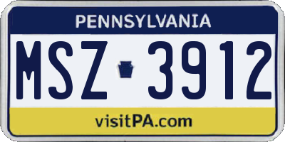 PA license plate MSZ3912