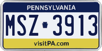 PA license plate MSZ3913