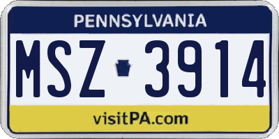 PA license plate MSZ3914