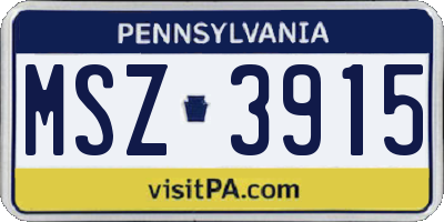 PA license plate MSZ3915