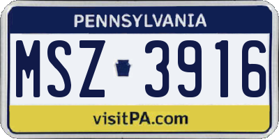 PA license plate MSZ3916