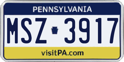 PA license plate MSZ3917