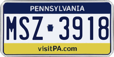 PA license plate MSZ3918