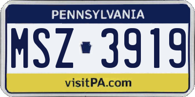 PA license plate MSZ3919