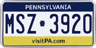 PA license plate MSZ3920
