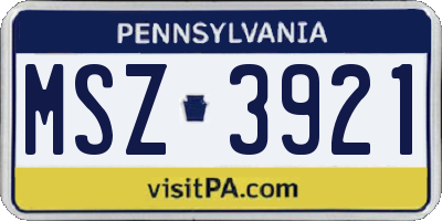 PA license plate MSZ3921