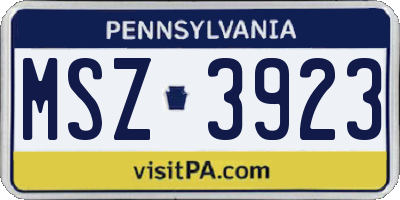 PA license plate MSZ3923