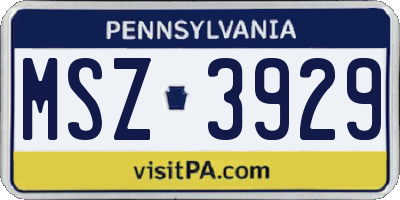 PA license plate MSZ3929