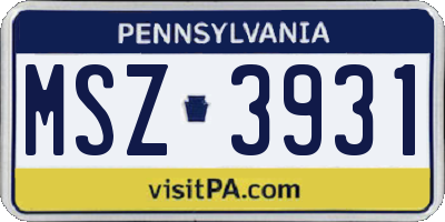 PA license plate MSZ3931