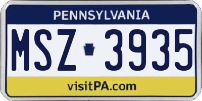 PA license plate MSZ3935