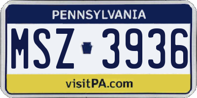 PA license plate MSZ3936