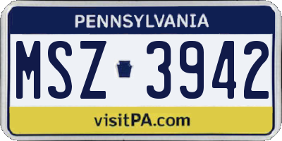 PA license plate MSZ3942