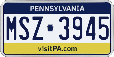PA license plate MSZ3945