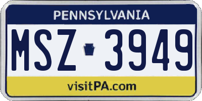PA license plate MSZ3949