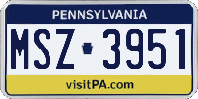 PA license plate MSZ3951