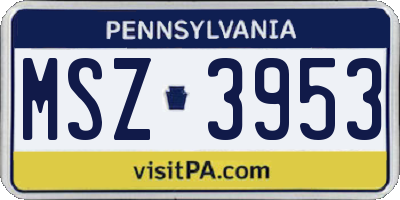 PA license plate MSZ3953