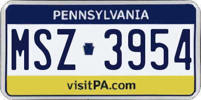 PA license plate MSZ3954