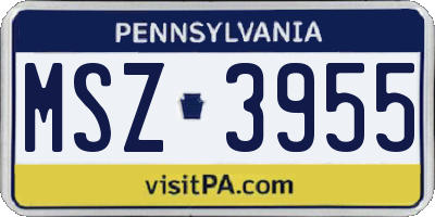 PA license plate MSZ3955