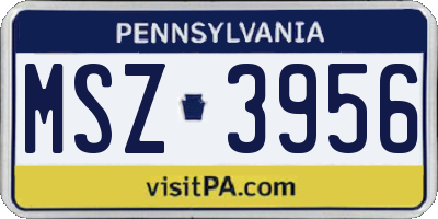 PA license plate MSZ3956