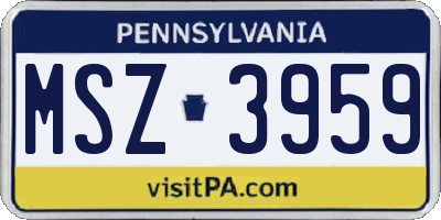 PA license plate MSZ3959