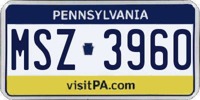 PA license plate MSZ3960