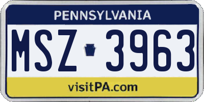 PA license plate MSZ3963