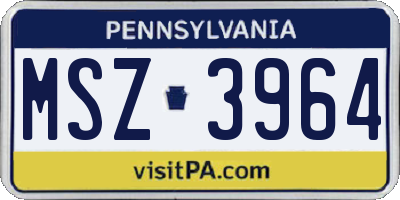 PA license plate MSZ3964