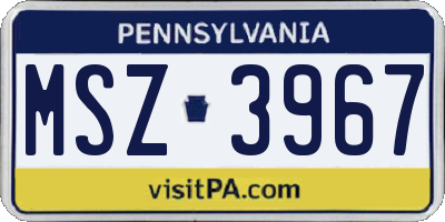 PA license plate MSZ3967