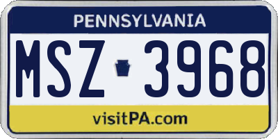 PA license plate MSZ3968