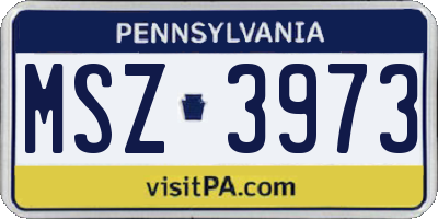 PA license plate MSZ3973