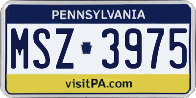 PA license plate MSZ3975