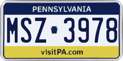 PA license plate MSZ3978