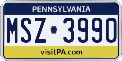 PA license plate MSZ3990