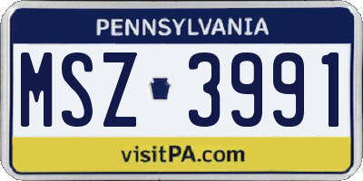 PA license plate MSZ3991