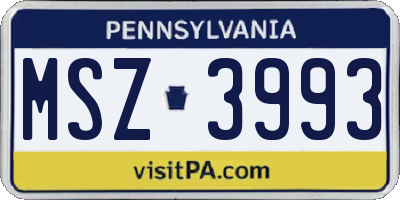 PA license plate MSZ3993