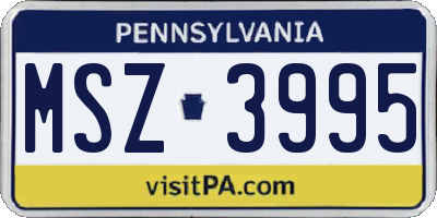 PA license plate MSZ3995