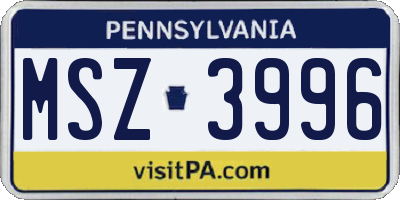 PA license plate MSZ3996
