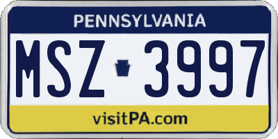 PA license plate MSZ3997