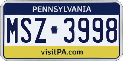 PA license plate MSZ3998
