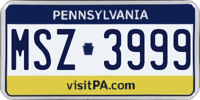 PA license plate MSZ3999