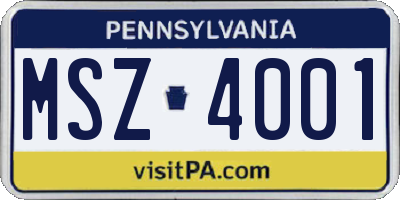 PA license plate MSZ4001